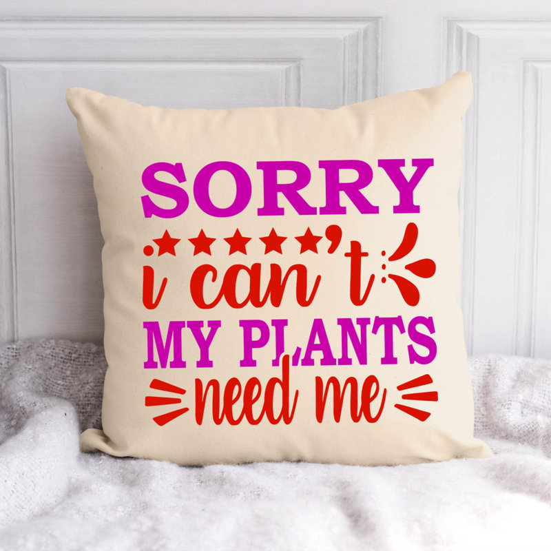 Citation amusante «Garden Lover» 532 - Coussin décoratif inclus, H 14 po x l 14 po
