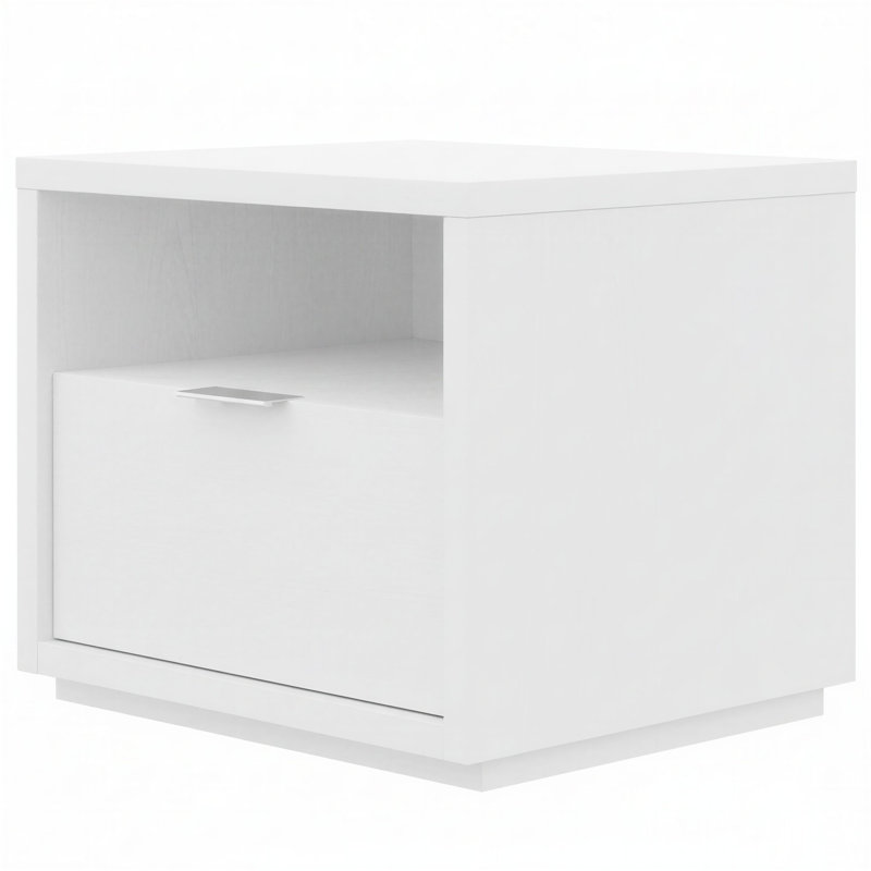 Table de chevet moderne à 1 tiroir, Blanc