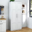 Armoire pour garde-manger, armoires de rangement pour garde-manger avec 2 portes et 3 tablettes, armoire de rangement pour garde-manger blanche, armoire pour la cuisine, la salle à manger et le salon.