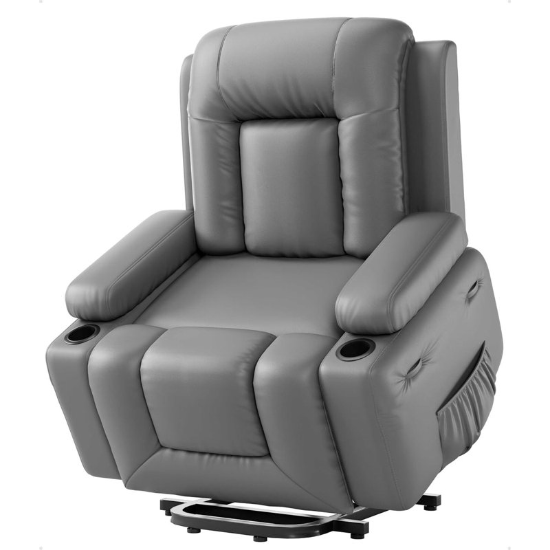 Oversized Wide Power Lift Recliner Chair - Heat and Massage, Gray