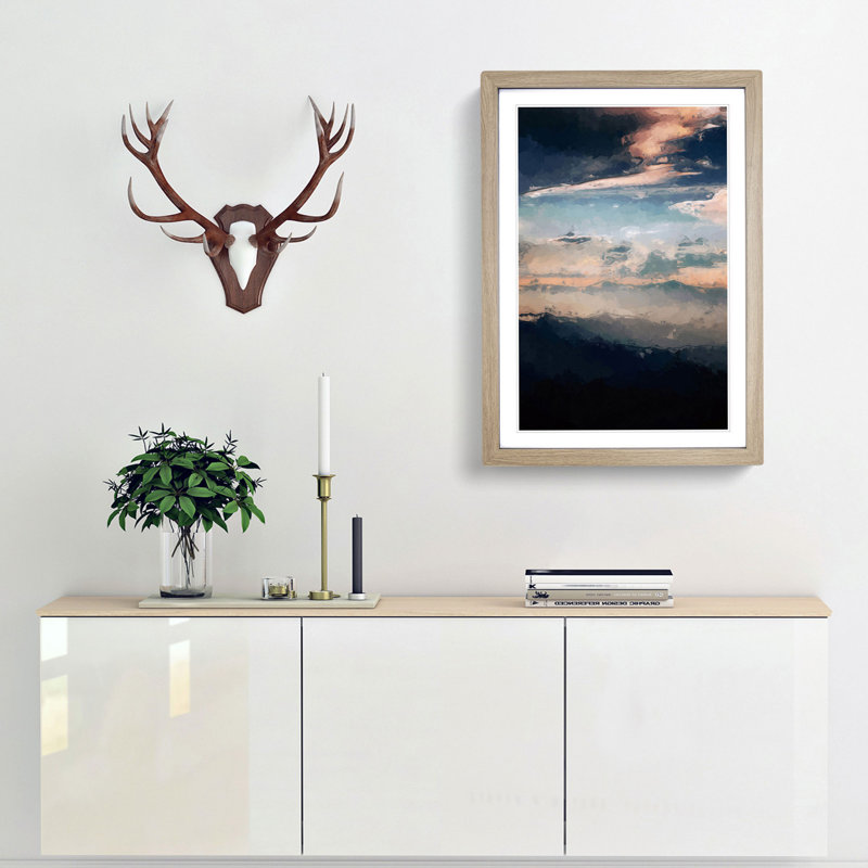 Mountain Peaks of Thailand in Abstract - Framed Print, 87cm H x 62cm W x 2cm D, Oak Framed