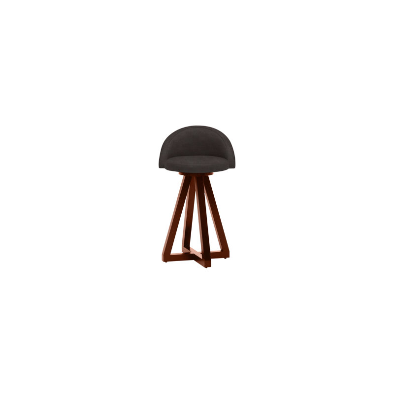 X2 Swivel Upholstered Counter Stool with Solid Wood Frame, Blackbean, Walnut, Brass