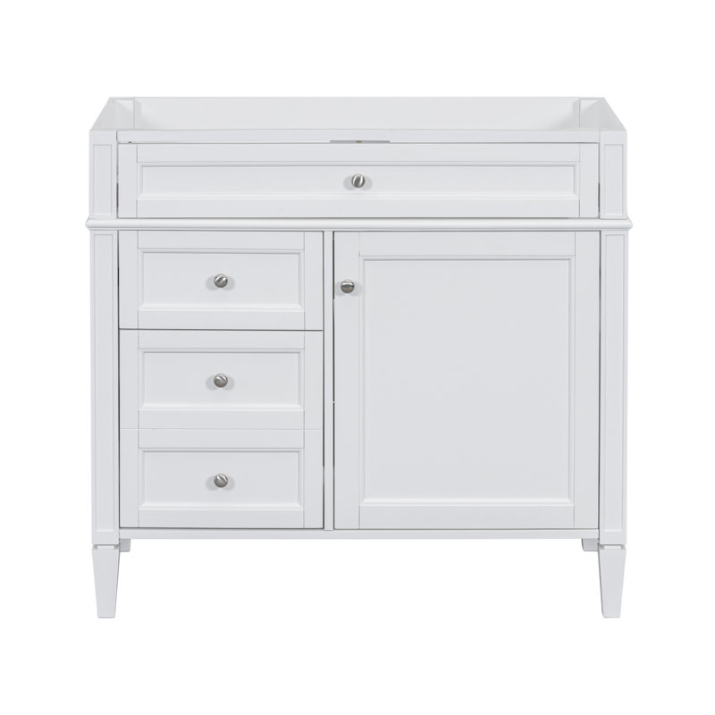 Meuble-lavabo de 36 po sans lavabo supérieur, armoire de rangement moderne avec 2 tiroirs et un tiroir basculant, structure en bois massif (n'inclut pas le lavabo)