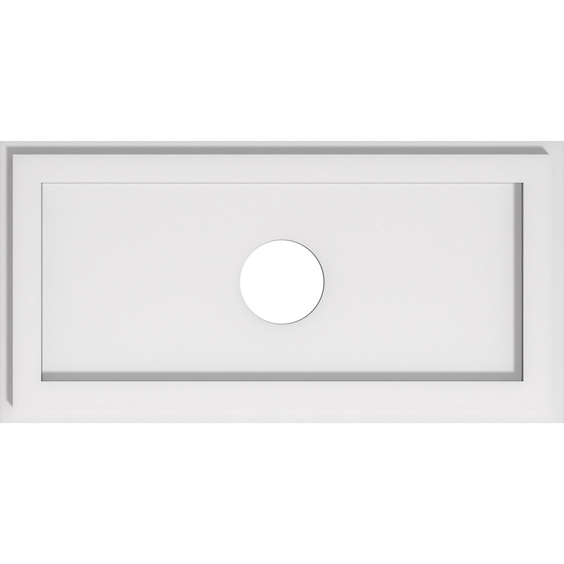 Rectangle Architectural Grade PVC Contemporary Ceiling Medallion 3" Inside Diameter, 10" H x 20" W x 1" D