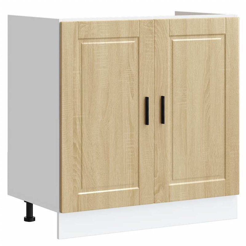 Latitude Run Kitchen Corner Base Cabinet Porto Smoked Oak Engineered Wood, 80 x 46 x 81.5 cm, Sonoma Oak