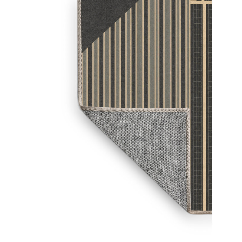 Tapis beige lavable à la machine à motif géométrique Art Deco Paizlei Empire State Building, 4 x 6