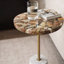 Table de bout latérale Lima, agate noire ronde de 12 pouces, base cylindrique en marbre-122615831