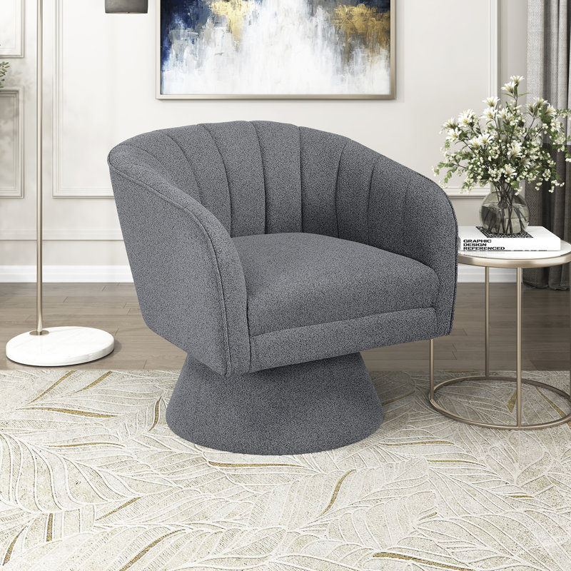 Chaise pivotante Charley, Bouclé gris foncé