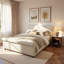 Lit rembourré avec bords roulés épais, pieds ovales à double couche rétro et tête de lit robuste-355910538-355910540