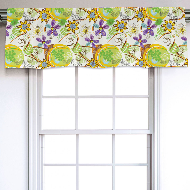 Sateen Floral Ruffled Window Valance