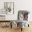 Fauteuil de chambre en velours blanc à motif cachemire floral