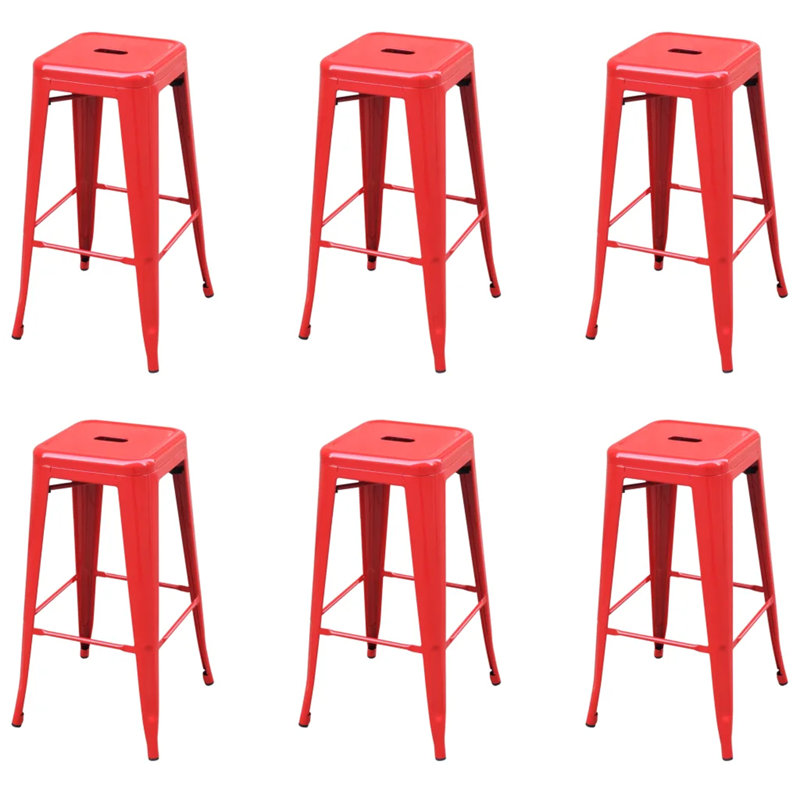 Hulse Counter Stool with Metal Frame, Red