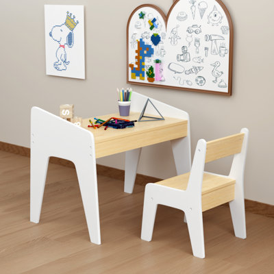 Ensemble de table pour enfants avec une chaise, table d'étude pour enfants en bois, mobilier pour enfants de 2 à 8 ans
