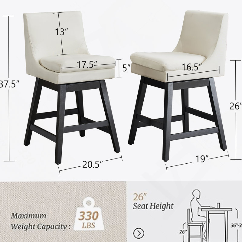 Tabourets de bar pivotants rembourrés modernes avec tissu en lin, haut dossier