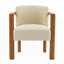 Fauteuil rembourré en tissu avec structure en bois d'hévéa beige, ensemble de 2