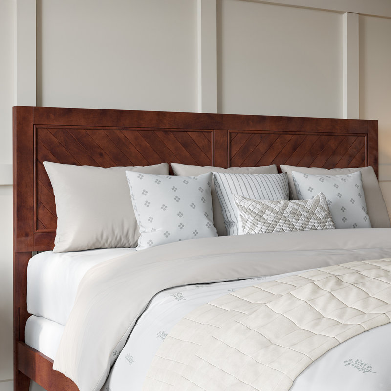  Jeilynn Solid Wood Foundation Bed Frame with Matching Footboard, Walnut, King