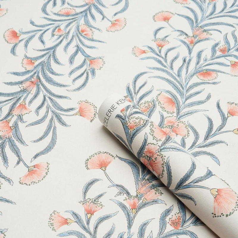 Schumacher x Celerie Kemble Tasmanian Mimosa Wallpaper, Pink/Gray