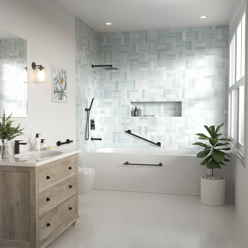 Bath Shower 12'' Safety Grab Bar, 12", Matte Black