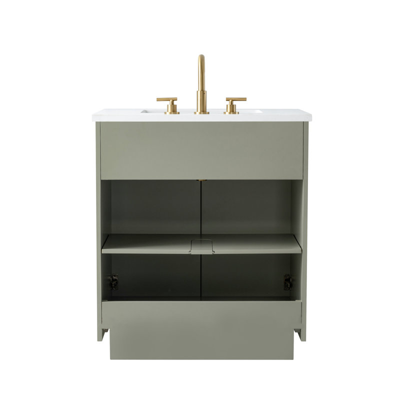 Aderyn 30" Single Vanity, Light Sage/Brushed Bronze
