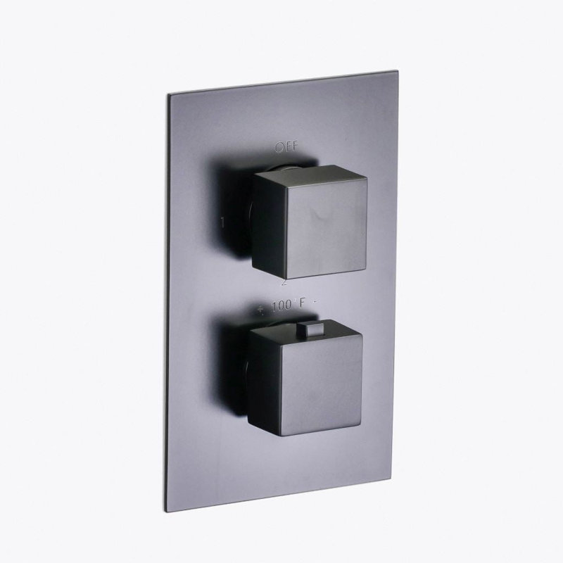 Devon 2-3 Way Shower Set With Hand Shower Set - Wall Mount - 12" Brass, Matt Black