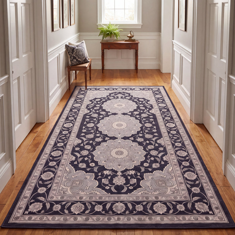 Tapis Orchard2 Traditionnel Médaillon Style persan Gris Ivoire Beige Lavable à la machine Antidérapant Poils courts Intérieur Extérieur Adapté aux animaux domestiques Salon Chambre Salle à manger Entrée Couloir Bureau