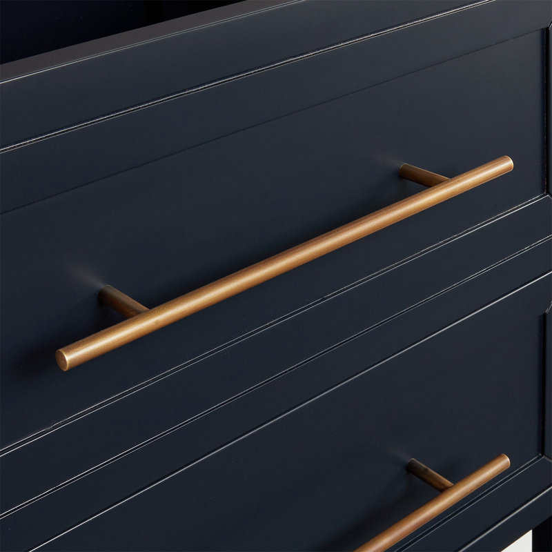 36" Robertson Single Bathroom Vanity Set with Oval Undermount Sink, 8" Widespread, Carrara Marble, Midnight Navy Blue