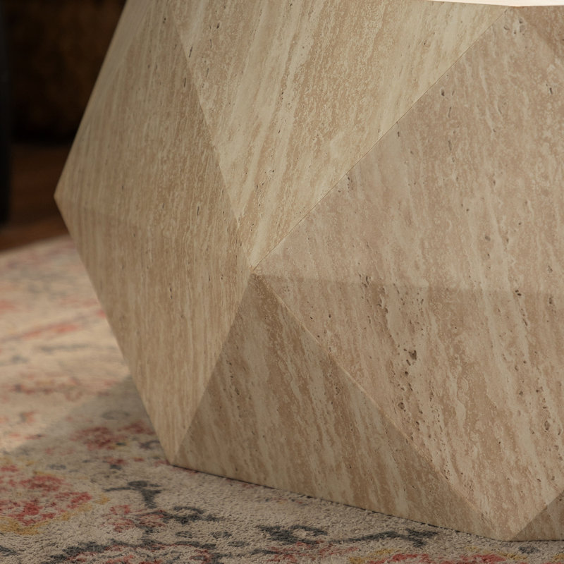 Table basse Drum - aspect bois naturel convenant au bureau, à la salle à manger, au salon sans assemblage, facile à désinfecter, aux matériaux robustes et de qualité