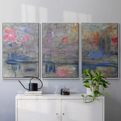 Monet - 3 pièces, reproduction encadrée sur toile