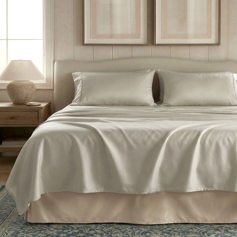 Threadmill 1000 Thread Count 100% Supima Cotton Sheet Set in Sateen Weave, Taupe, Full Sheet Set with 2 Pillowcases