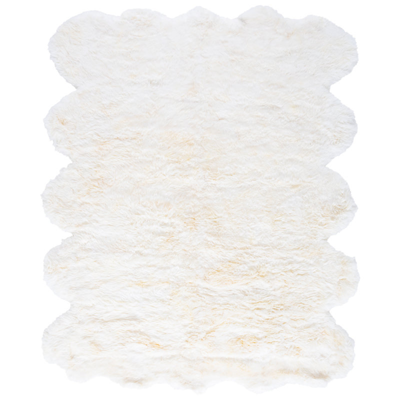 Mera Handmade Sheepskin White Area Rug, Rectangle 9' x 12'