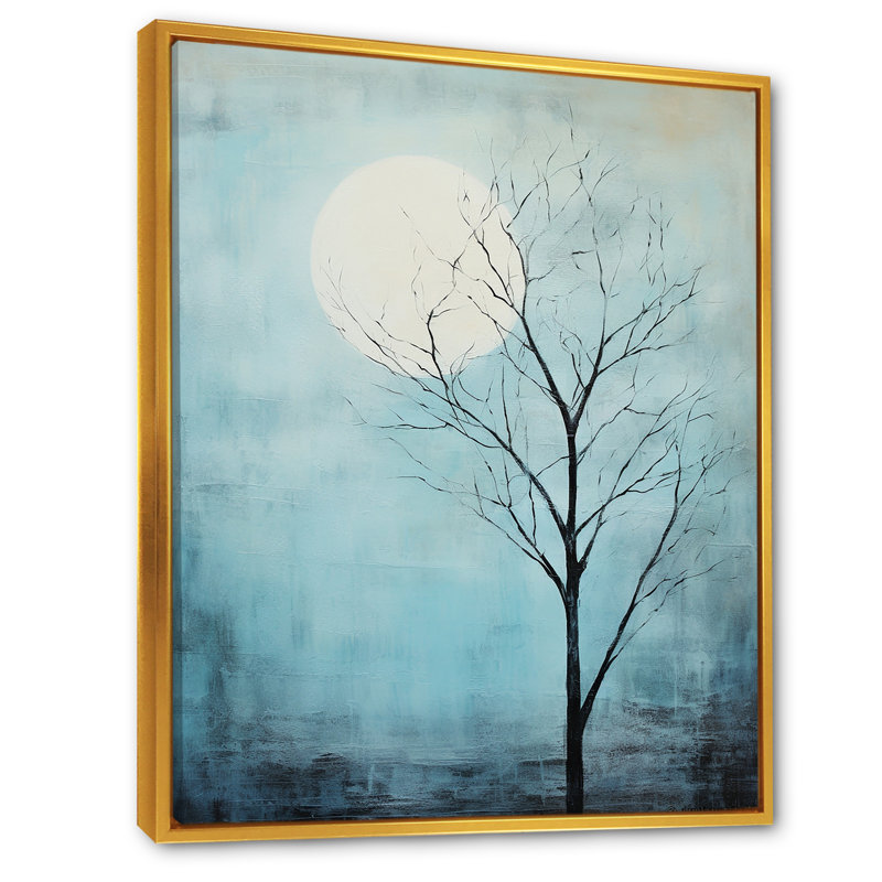 «Blue Moon Tranquility - Moon», art mural sur toile, H 40 po x l 30 po x P 1,5 po, Cadre flottant doré