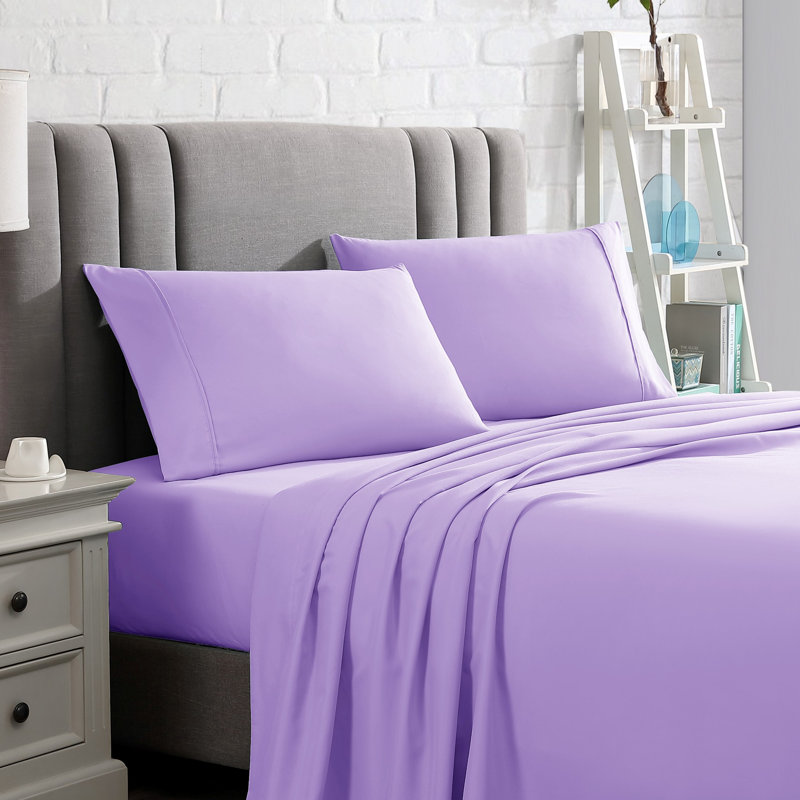  Ensemble de draps en microfibre ultra doux, Ensemble de draps pour très grand lit + drap-hous, Lavande