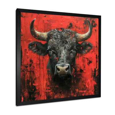 Red Taurus Astrology Bulls Resolve - Cattle Animal Wall Art Print