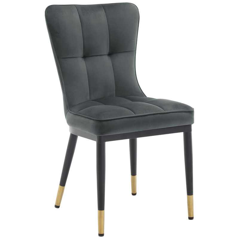 Velvet Upholstered Dining Chair, Gray