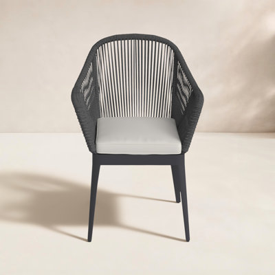 Olefin Rope Outdoor Dining Armchair with Sunbrella Cushion