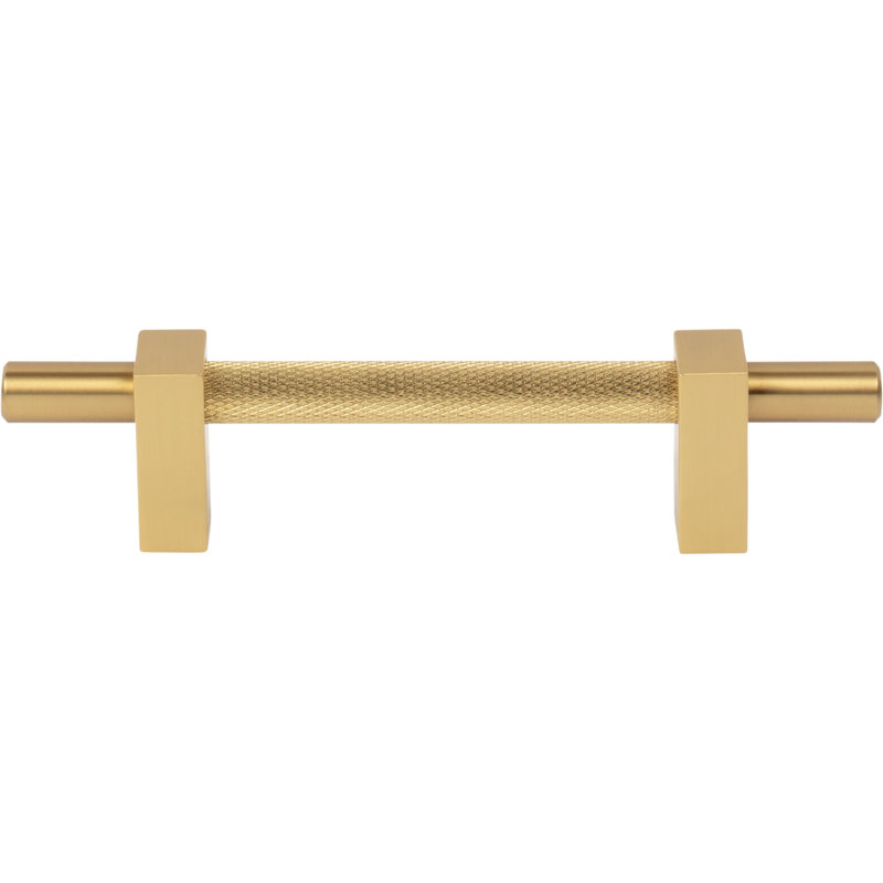 Larkin 3 Knurled Center Bar Pull, Brushed Gold, 3 3/4"