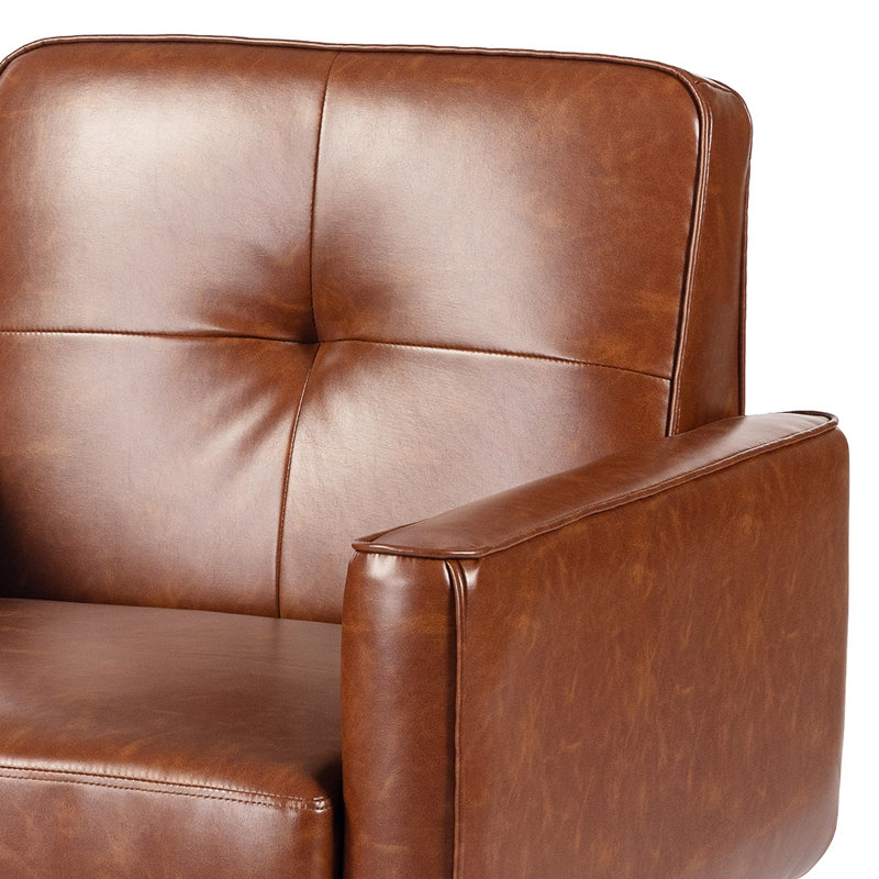 Ensemble de 2 chaises d'appoint en cuir de polyuréthane avec cadre en bois Cottle, Brun, 2