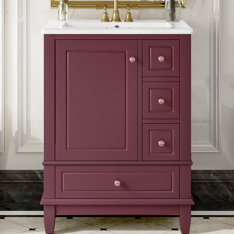 24" Bathroom Vanity With Ceramic Sink, Purple