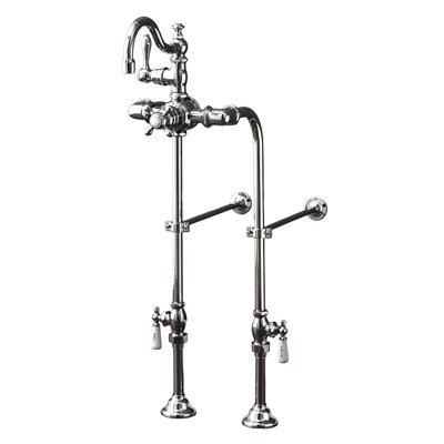 Thermostatic Freestanding Tub Filler with 15 in. Fixed Arch Spout Faucet and Over The Rim Supply Set Kit by Strom Living