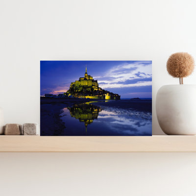 View Of Mont Saint Michel In Dusk, Normandy, France Contemporary Landscape Nature Wall Art