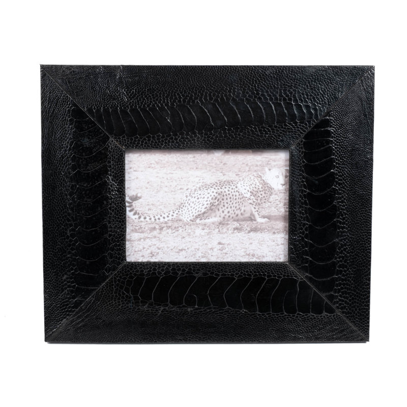 Genuine Shin Leather 4" x 6" Picture Frame, Black