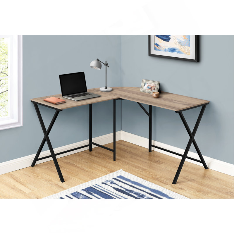 Computer Desk, Home Office, Corner, 58"l, L Shape, Work, Laptop, Laminate, Metal, Contemporary, Modern, Taupe/Black