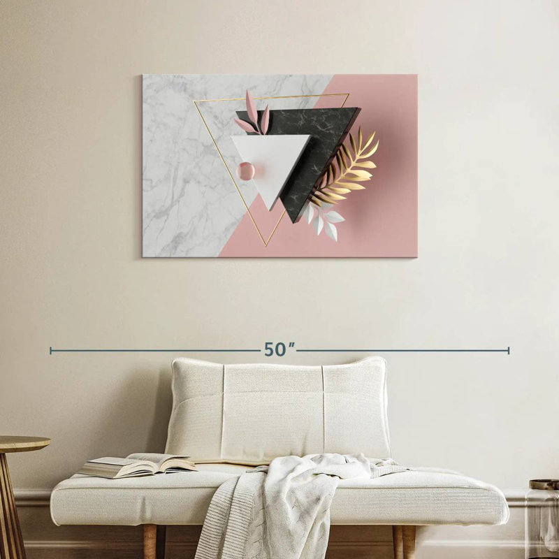 Harnek, feuilles et triangles, H 24 po x l 36 po