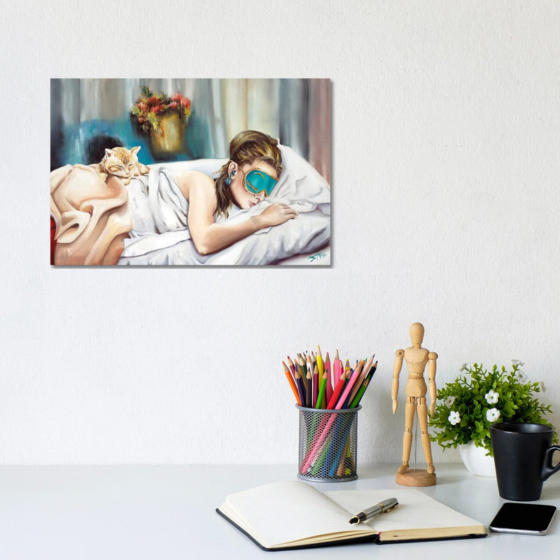 Holly and Cat 1 Piece Wrapped Canvas Painting, 20.32 cm H x 30.48 cm W