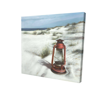 Lantern on the Beach Canvas | Marine Sea Bathroom Decor