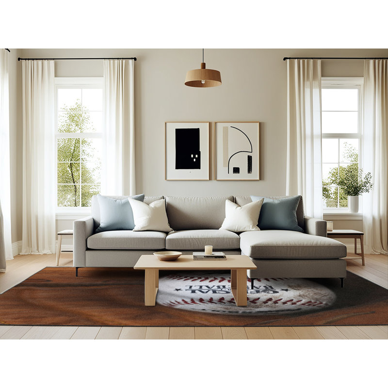 Tapis blanc / rouge / brun, Rectangle 6 pi x 9 pi