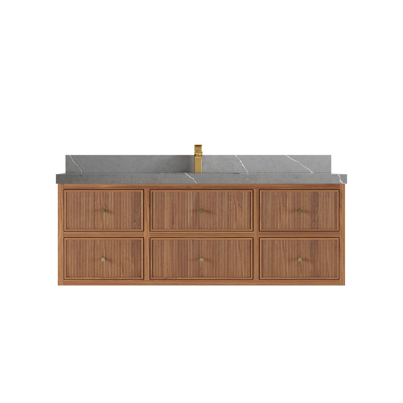 Meuble-lavabo simple 60 po avec comptoir en quartz 60 po