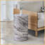 Table basse cylindrique texturée en marbre gris, panneau de fibres à densité moyenne de 12 po de diamètre x H 19,7 po, sans assemblage, hauteur ergonomique pour le salon
