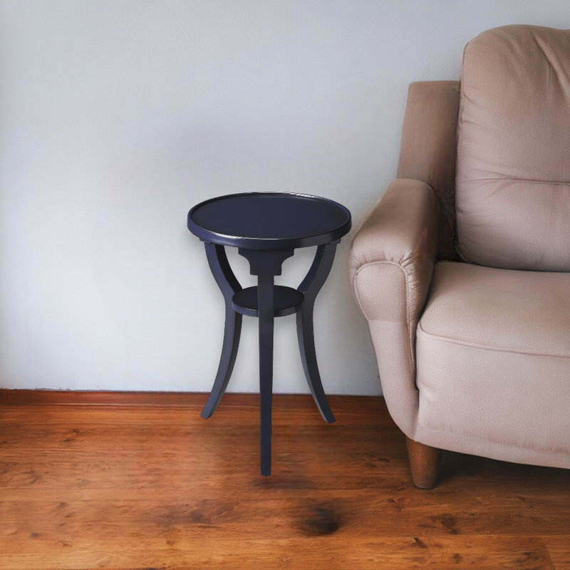 Table de bout ronde 24 "en bois manufacturé beige avec tablette, Bleu