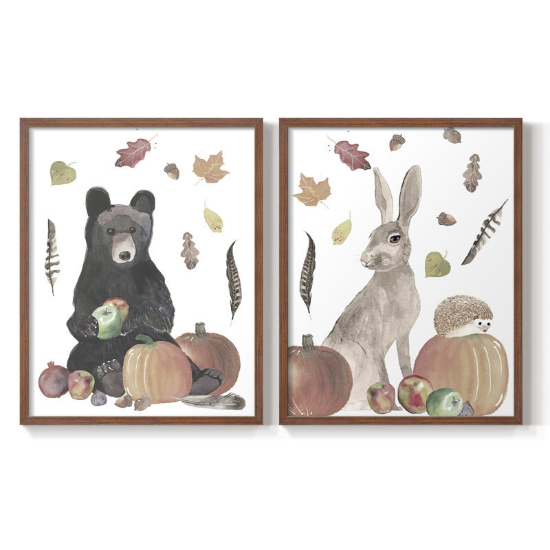 «CuteAutumnForestI», reproduction encadrée de qualité supérieure - prête à être accrochée - aucun clou requis - aucun clou requis